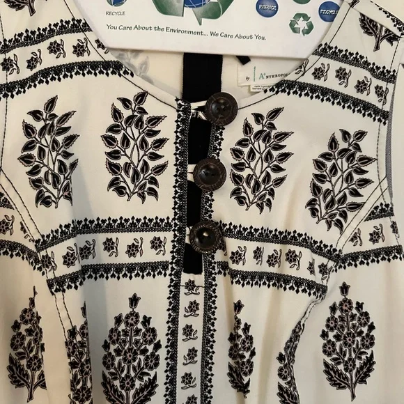 Anthropologie Black and White Patterned Midi Dress - size 18w - Picture 4 of 6
